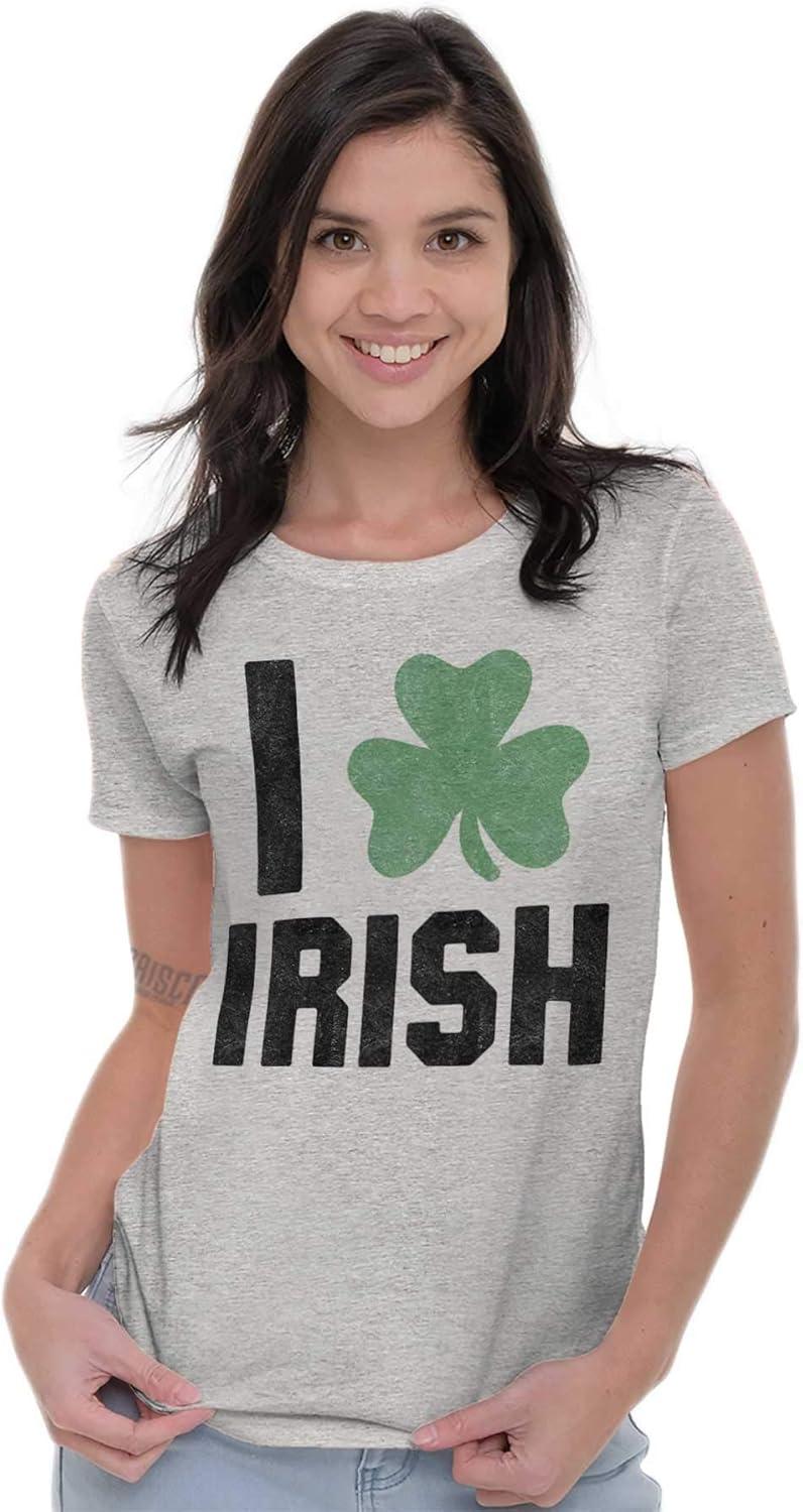 imageBrisco Brands St Patricks Day Irish Pride Shamrock Womens Slim Fit Graphic TeeSport Grey