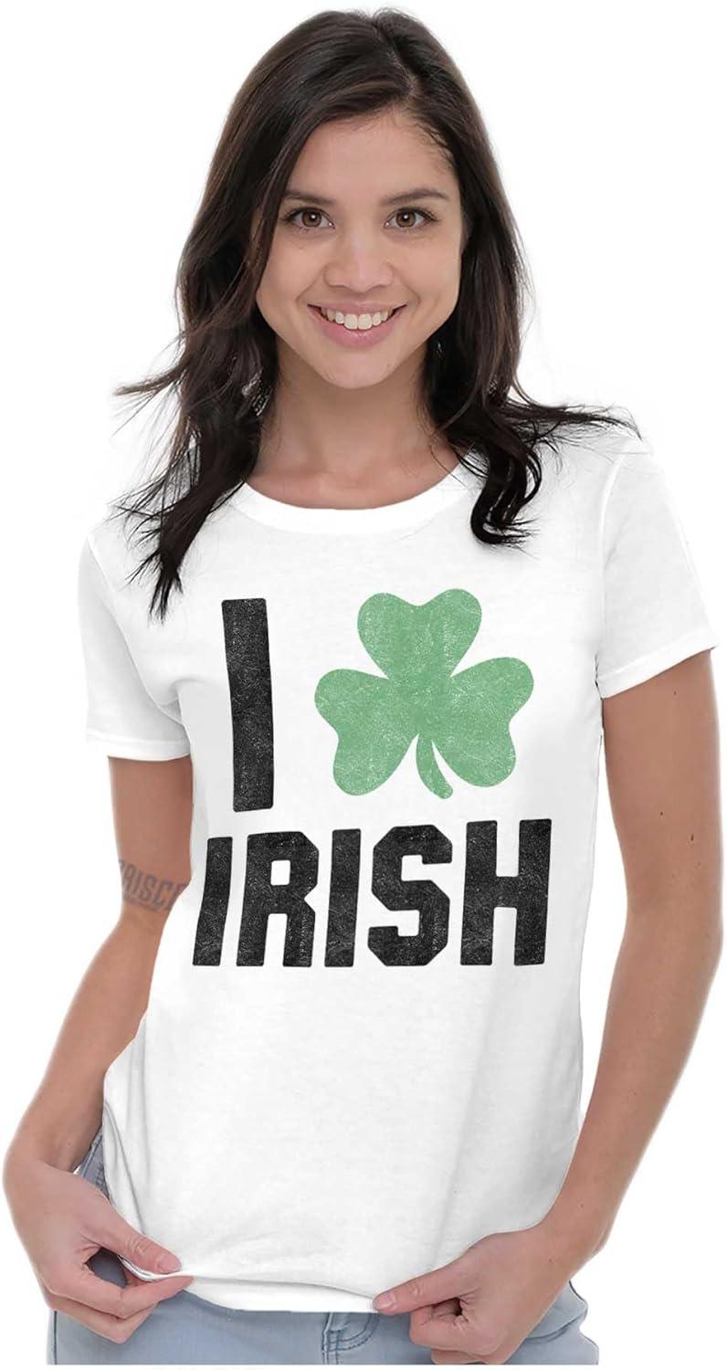 imageBrisco Brands St Patricks Day Irish Pride Shamrock Womens Slim Fit Graphic TeeWhite