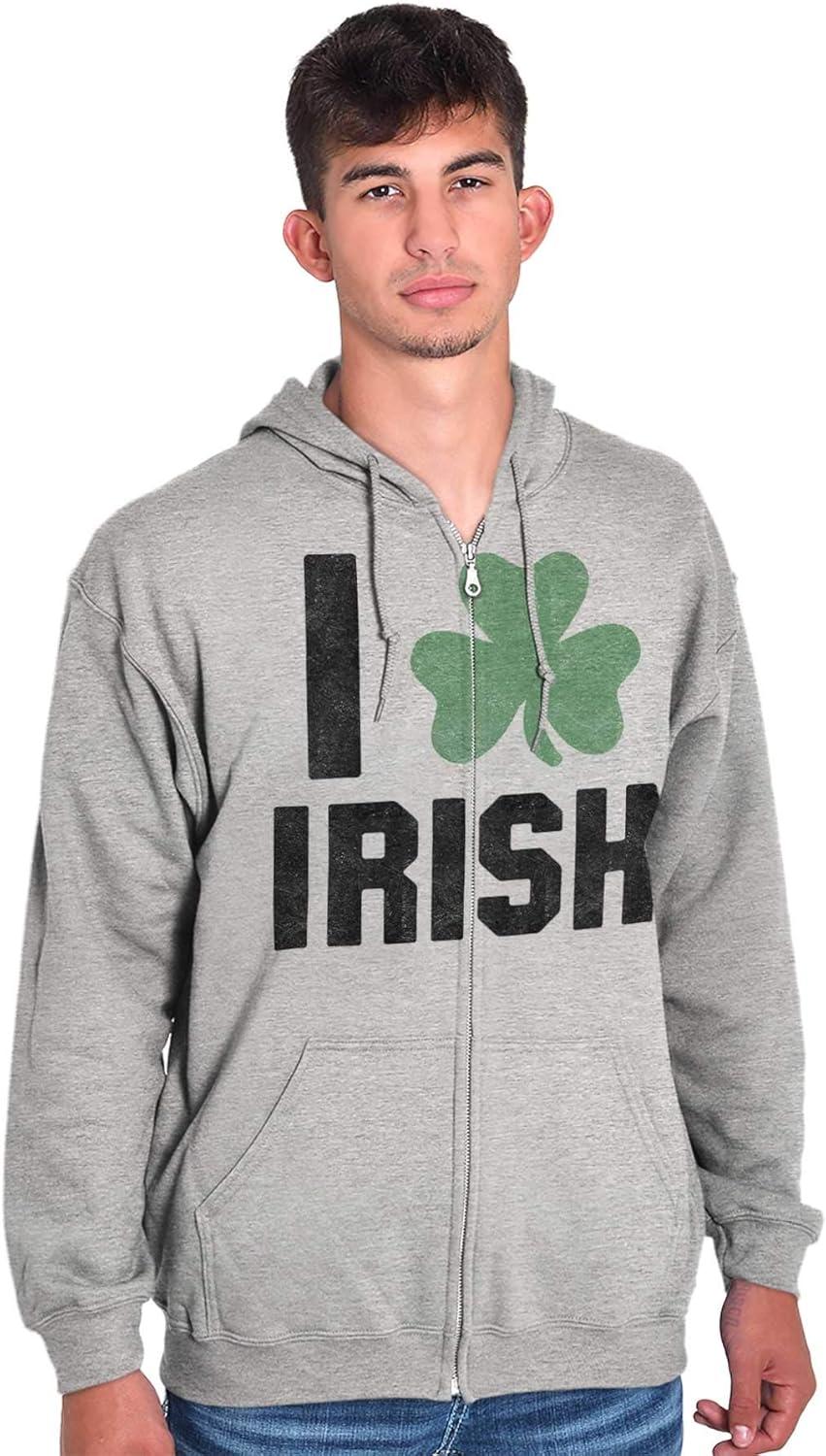 imageBrisco Brands St Patricks Day Irish Pride Shamrock Zip Up Hoodie Mens WomensSport Grey