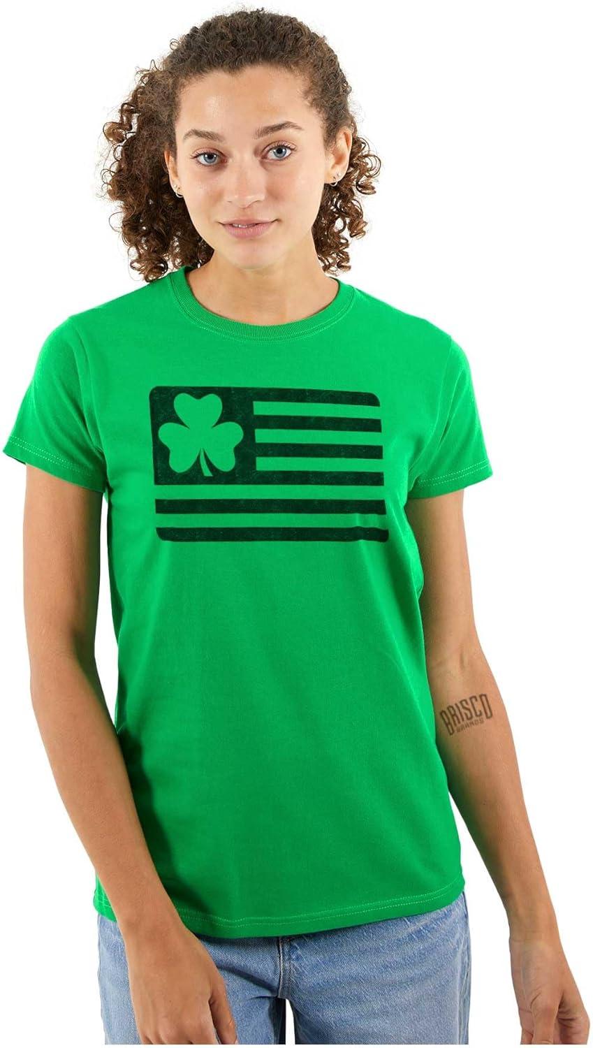 imageBrisco Brands St Patricks Day IrishAmerican Pride Womens Slim Fit Graphic TeeIrish Green