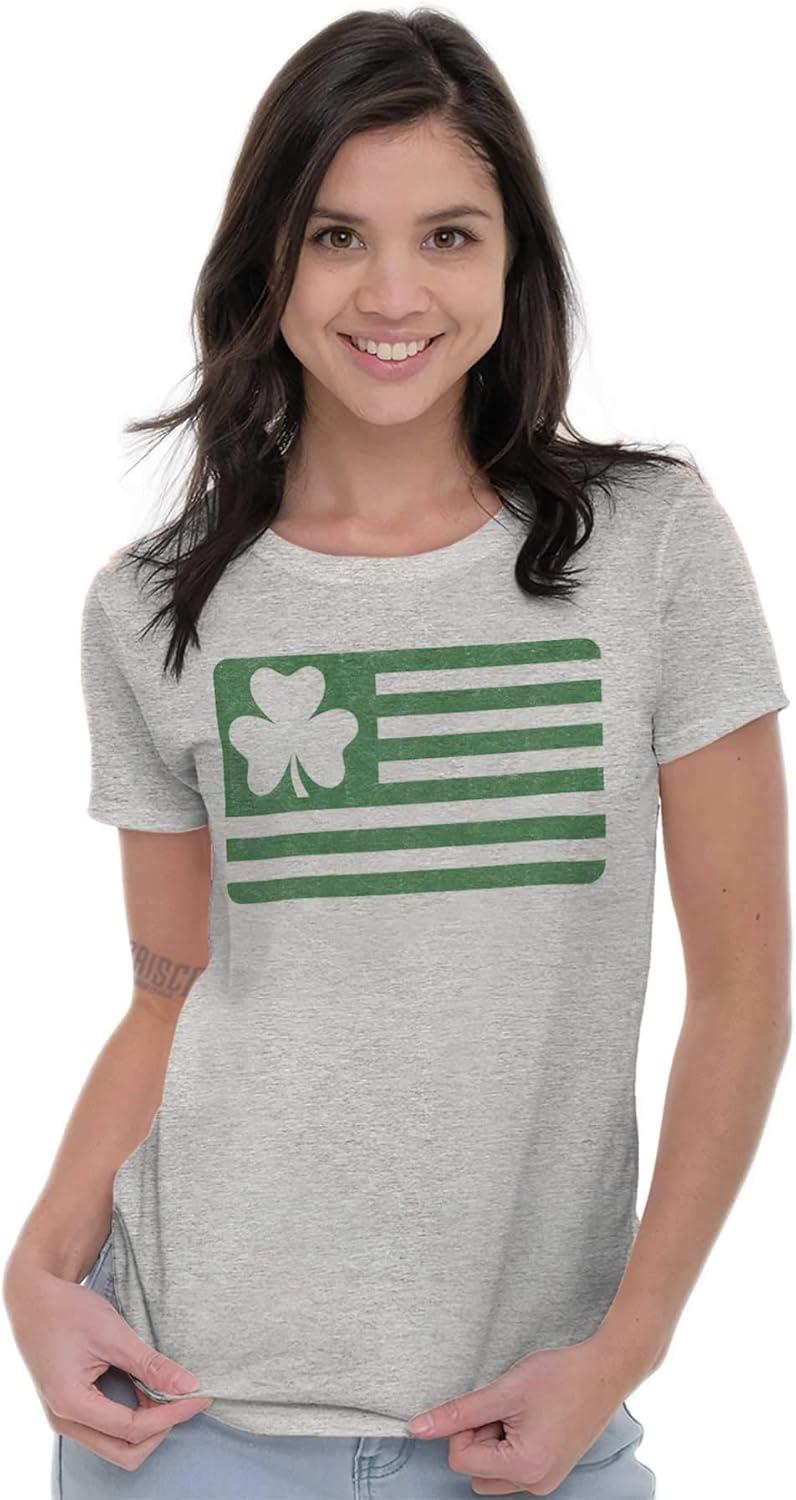 imageBrisco Brands St Patricks Day IrishAmerican Pride Womens Slim Fit Graphic TeeSport Grey