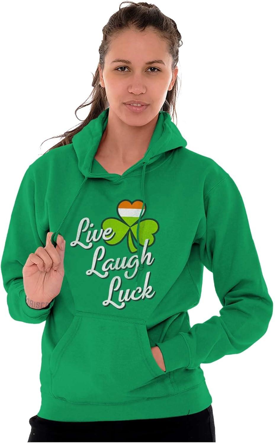 imageBrisco Brands St Patricks Day Live Laugh Luck Hoodie Sweatshirt WomenIrish Green