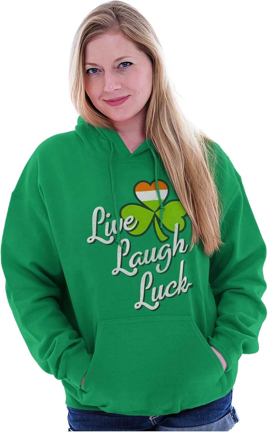 imageBrisco Brands St Patricks Day Live Laugh Luck Hoodie Sweatshirt WomenIrish Green