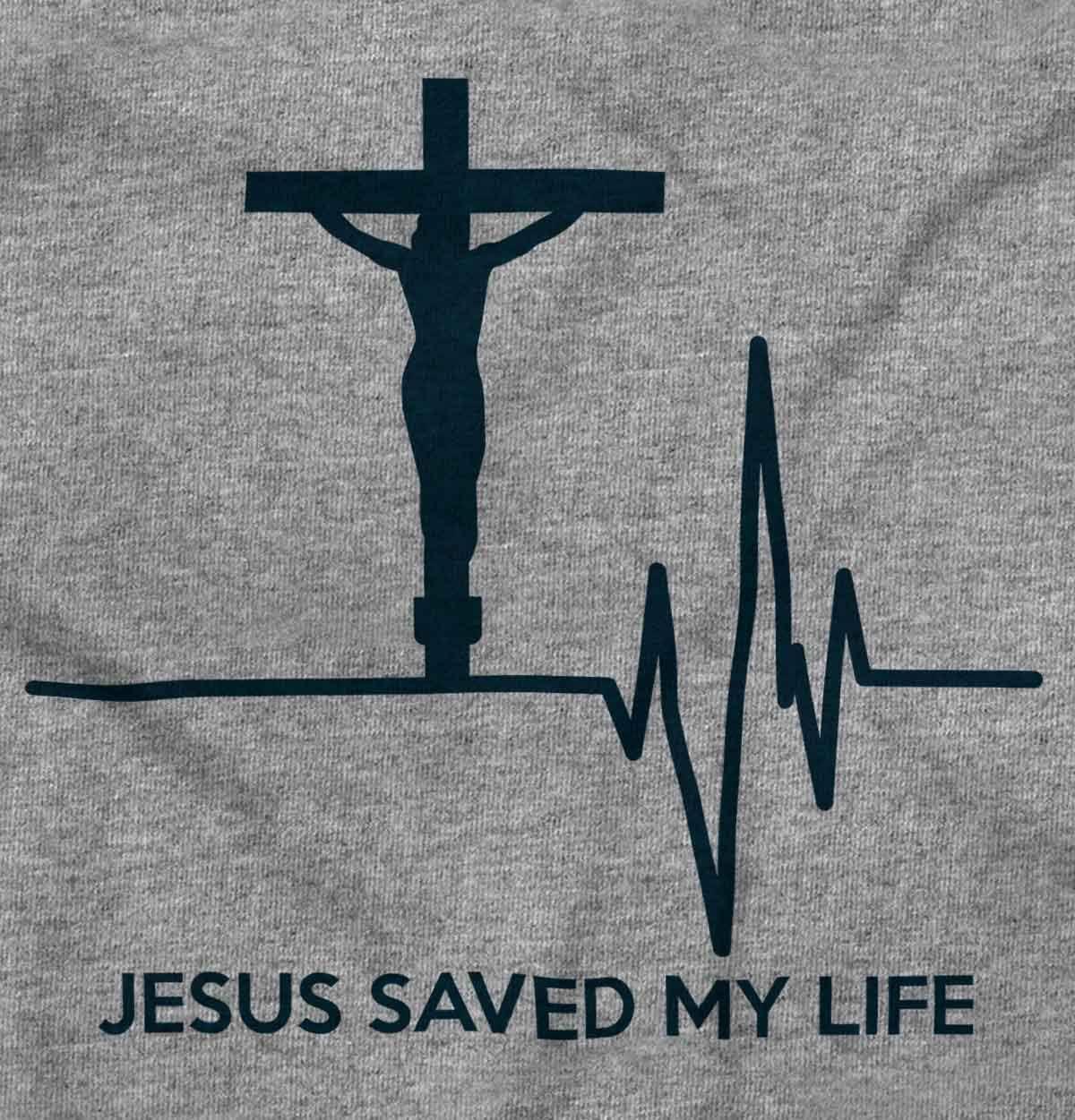 imageChristian Strong Jesus Saved My Life Crucifix Hoodie Sweatshirt Women MenAsh Grey
