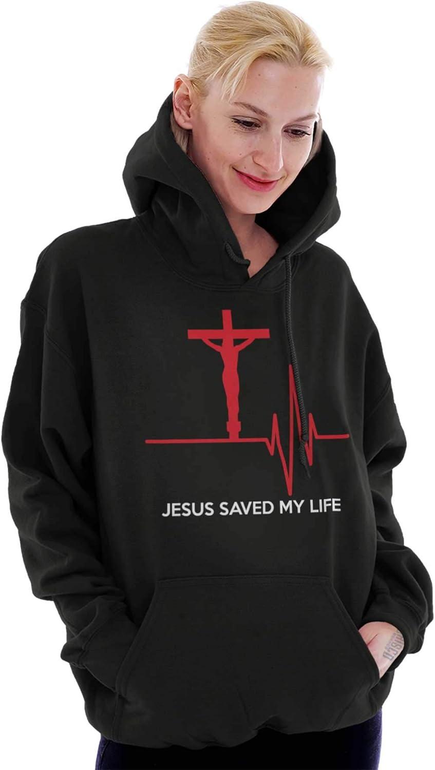 imageChristian Strong Jesus Saved My Life Crucifix Hoodie Sweatshirt Women MenBlack