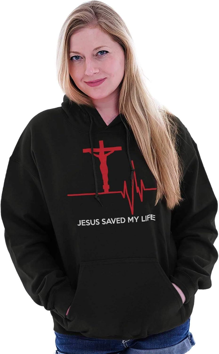 imageChristian Strong Jesus Saved My Life Crucifix Hoodie Sweatshirt Women MenBlack