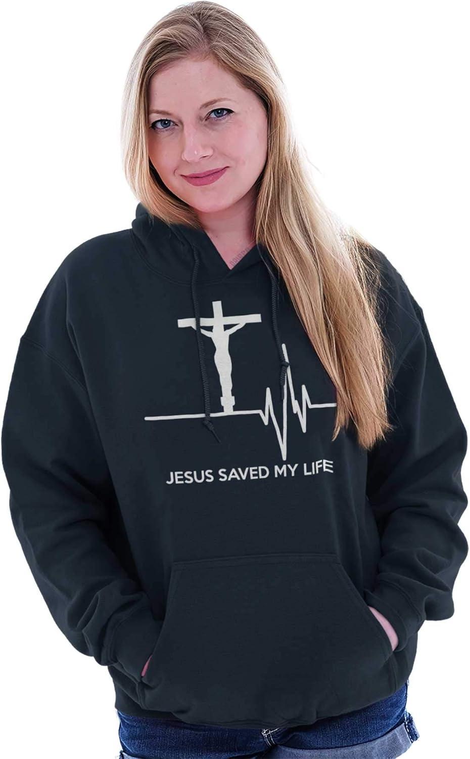 imageChristian Strong Jesus Saved My Life Crucifix Hoodie Sweatshirt Women MenNavy