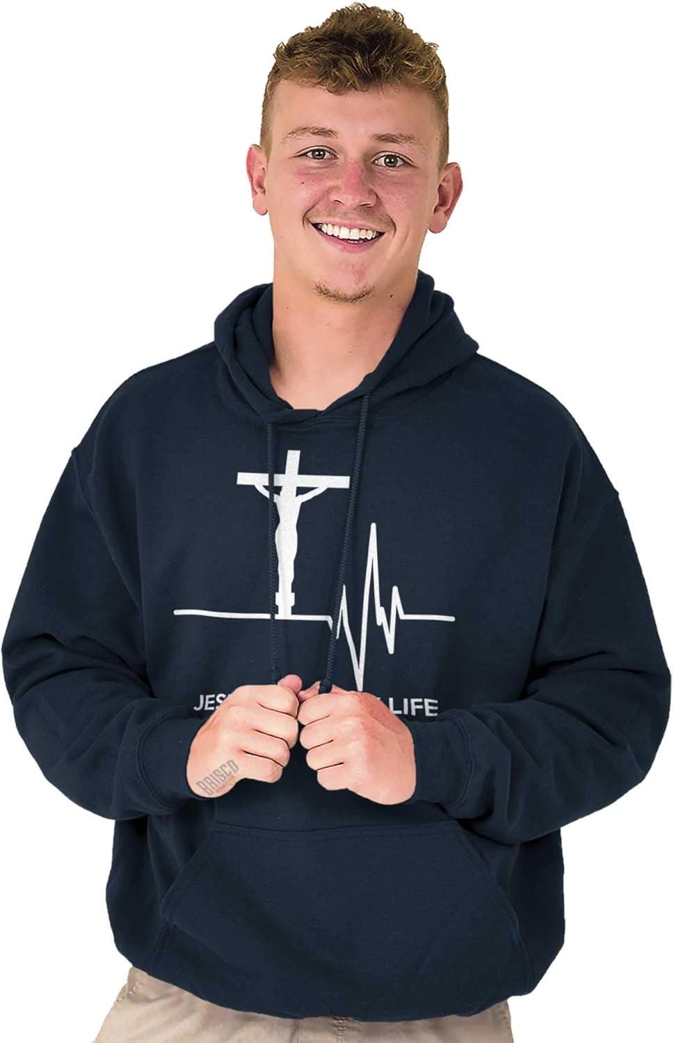imageChristian Strong Jesus Saved My Life Crucifix Hoodie Sweatshirt Women MenNavy