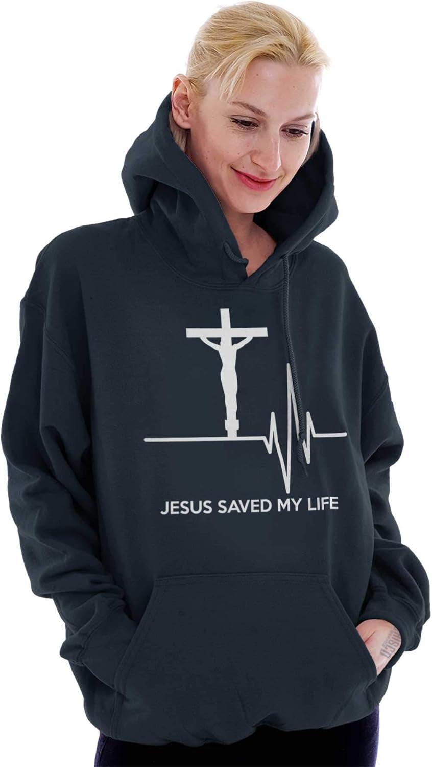 imageChristian Strong Jesus Saved My Life Crucifix Hoodie Sweatshirt Women MenNavy