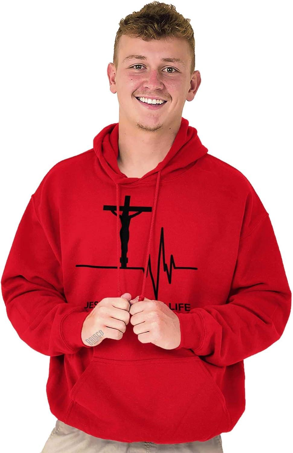 imageChristian Strong Jesus Saved My Life Crucifix Hoodie Sweatshirt Women MenRed