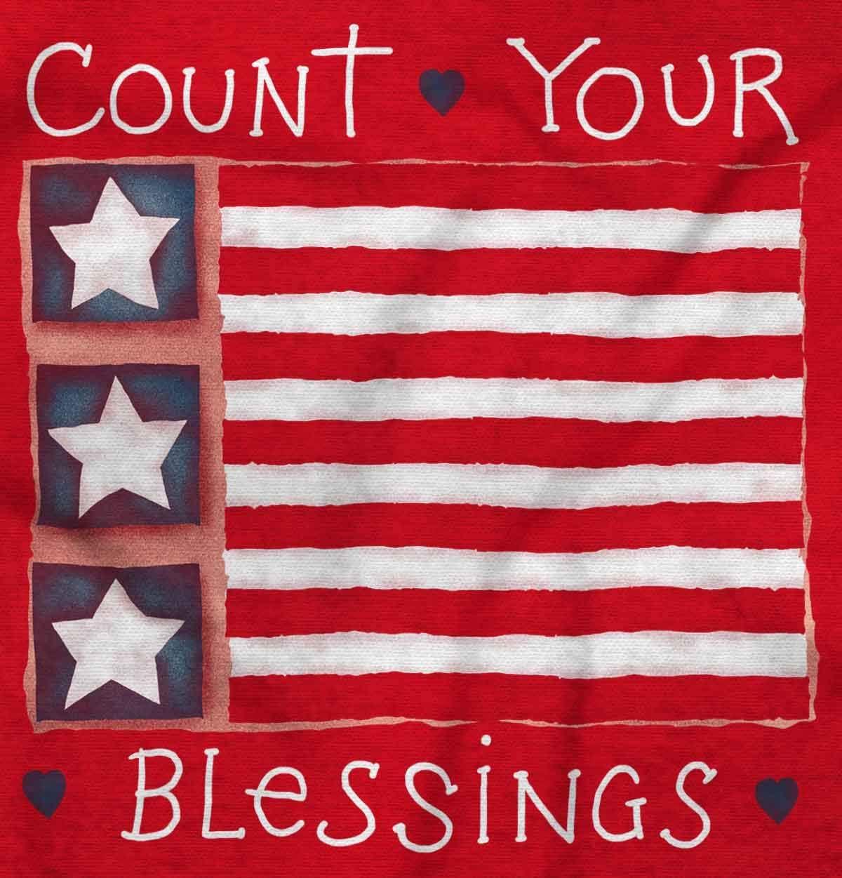 imageClassic Teaze Count Your Blessings Cute Americana Womens Slim Fit Graphic TeeRed