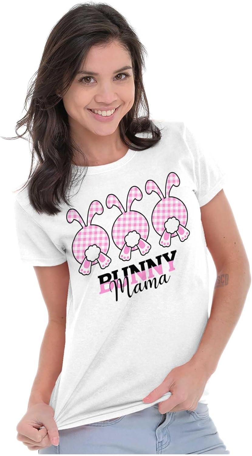 imageCute Plaid Easter Bunny Mama Tails Womens Slim Fit Graphic TeeWhite