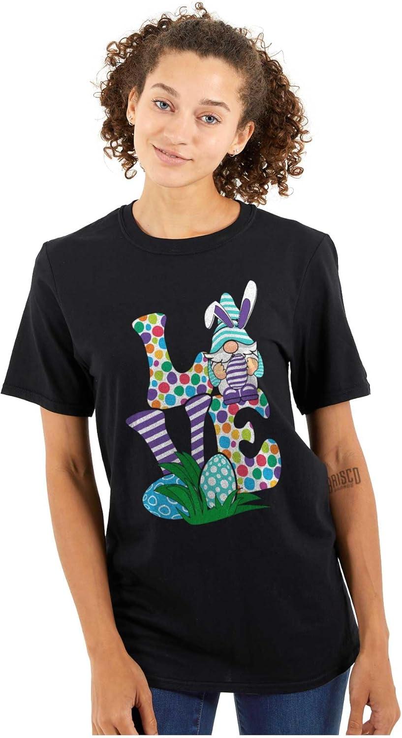 imageEaster Bunny Gnome Love Egg Hunt Womens Graphic T Shirt TeesBlack