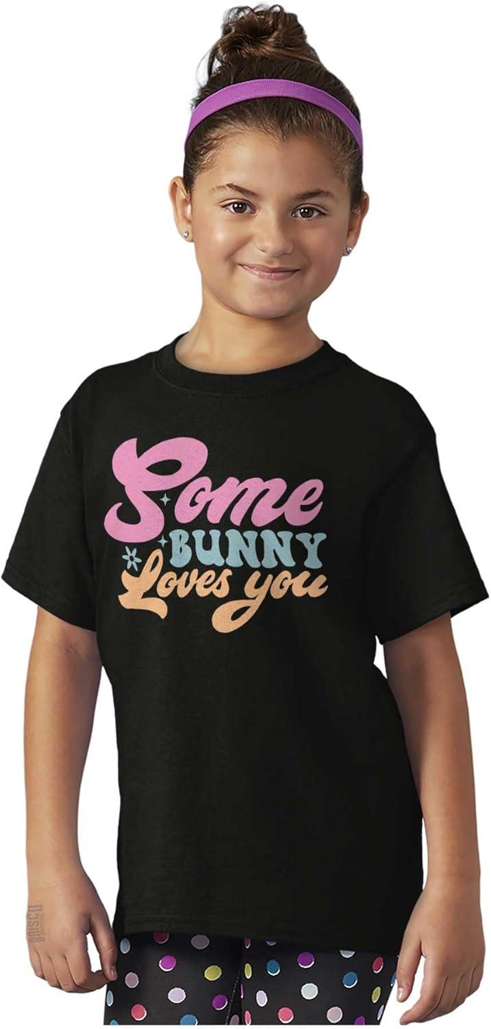 imageEaster Pun Some Bunny Loves You Girls Kids T Shirt TeesBlack