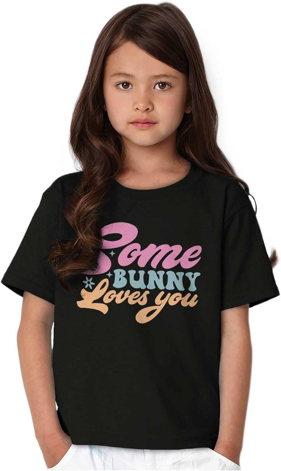 imageEaster Pun Some Bunny Loves You Girls Kids T Shirt TeesBlack