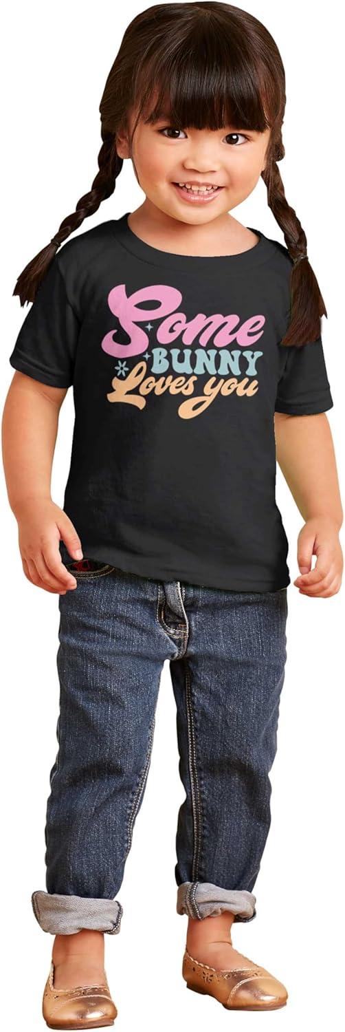 imageEaster Pun Some Bunny Loves You Toddler Baby Girl T ShirtBlack