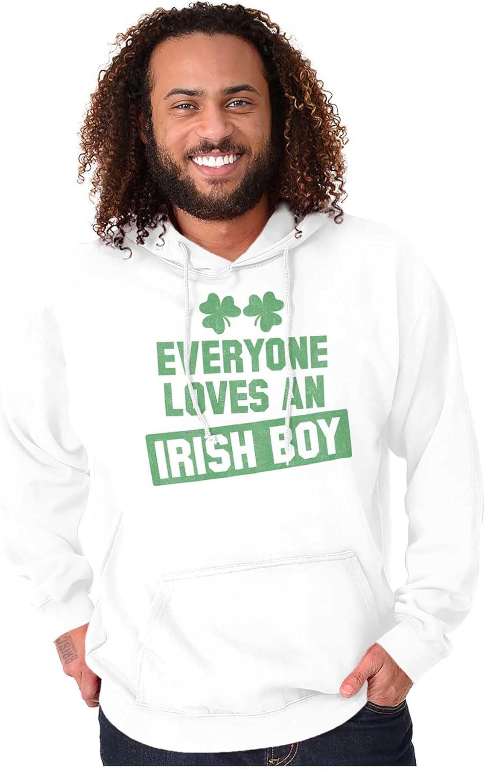 imageFunny Saint Patricks Day Irish Boy Hoodie Hooded Sweatshirt MenWhite