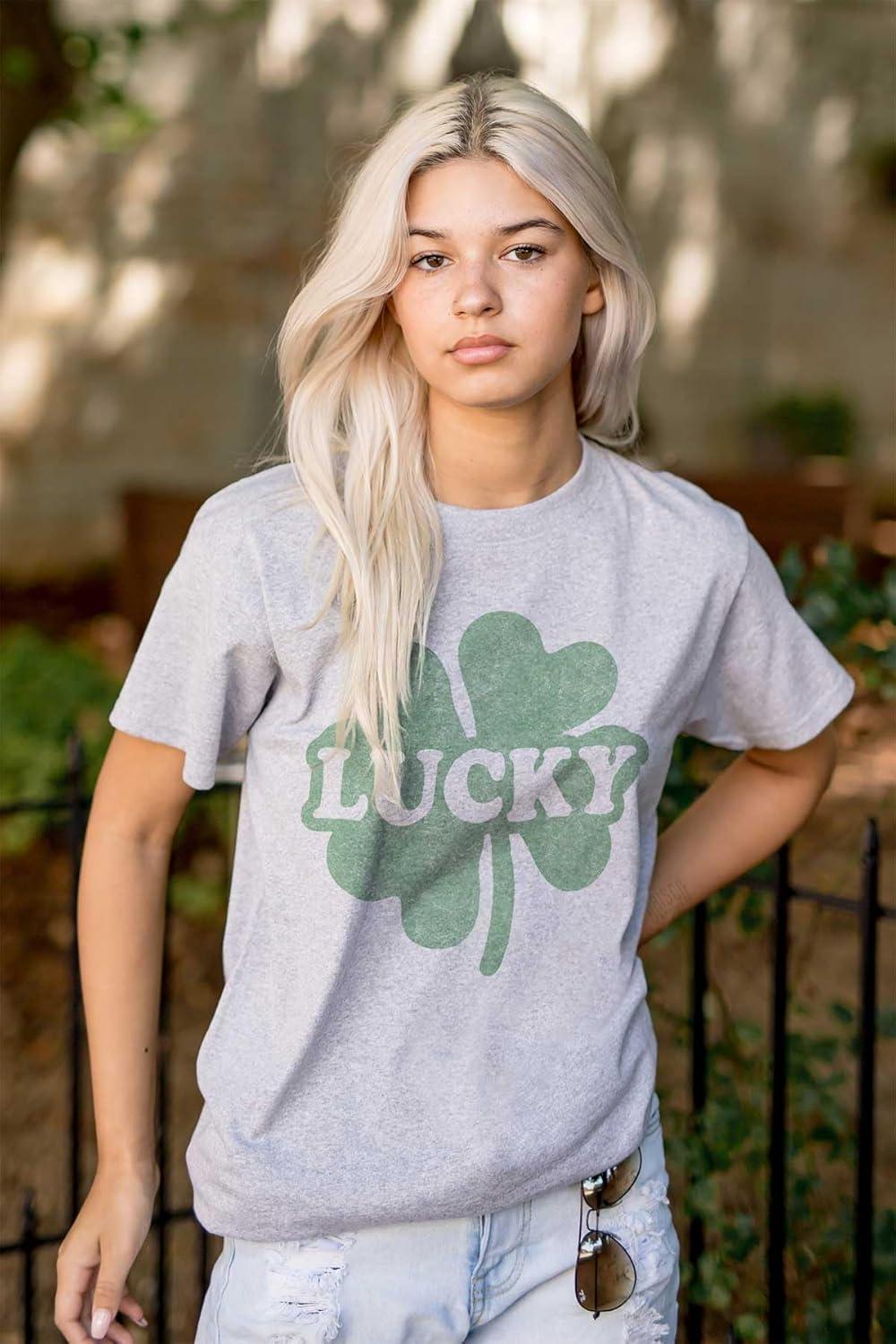 imageLucky 4 Leaf Clover St Patricks Day Graphic T Shirt Men or WomenSport Grey