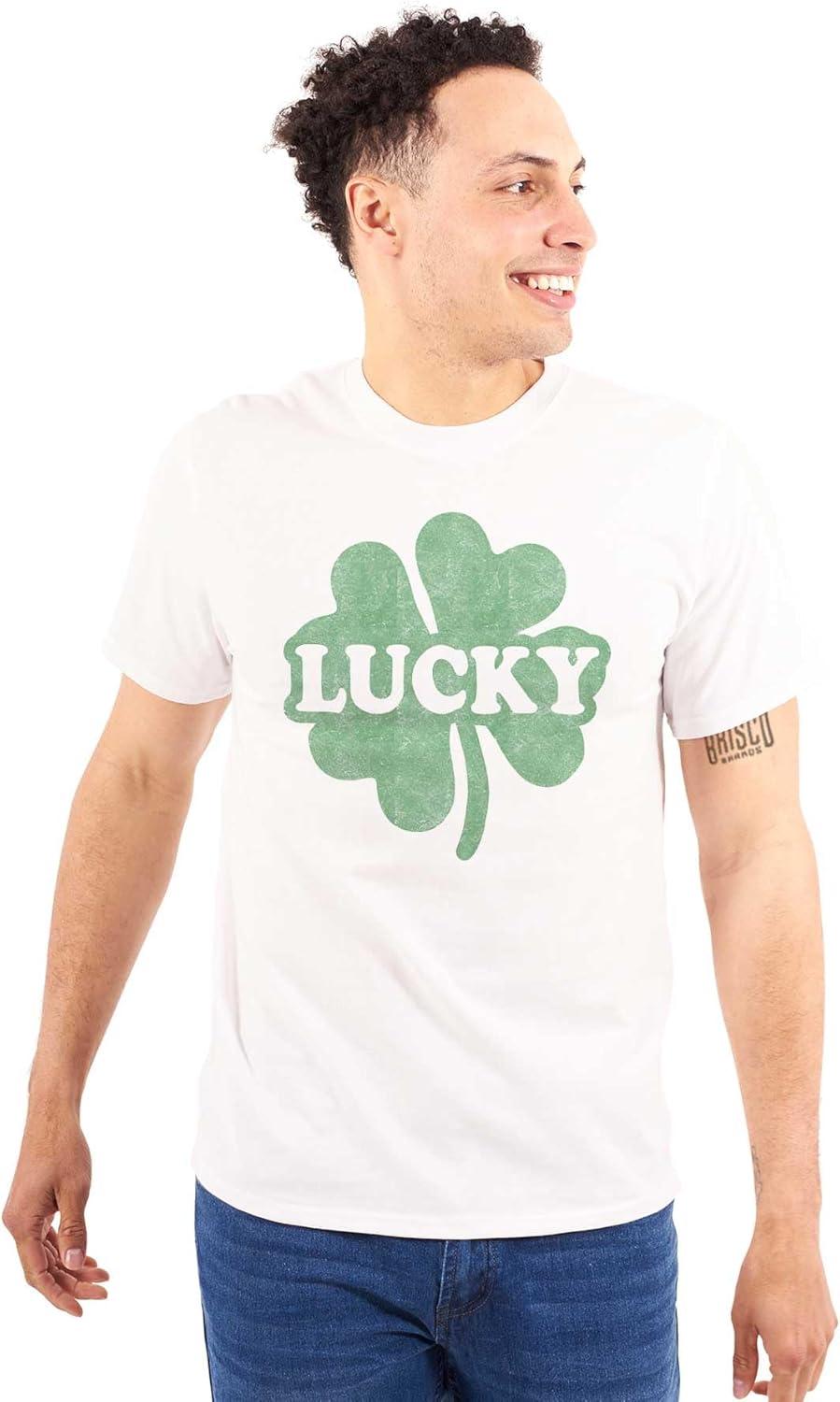 imageLucky 4 Leaf Clover St Patricks Day Graphic T Shirt Men or WomenWhite