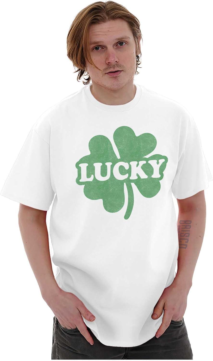 imageLucky 4 Leaf Clover St Patricks Day Graphic T Shirt Men or WomenWhite