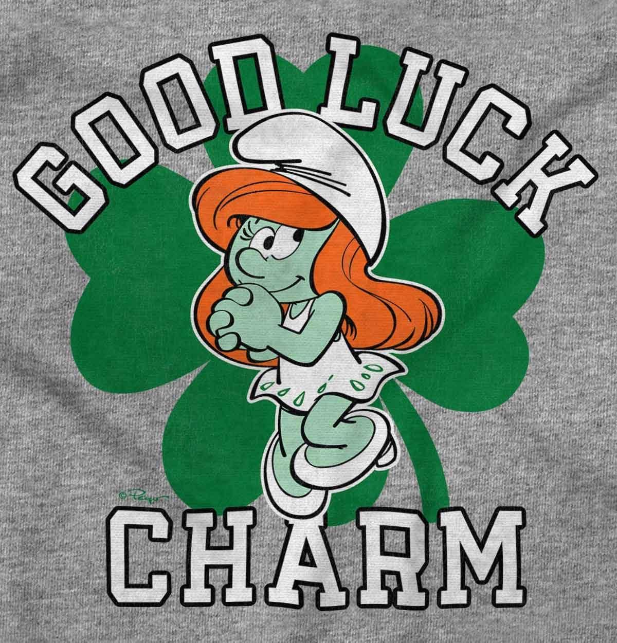 imageSmurfette St Paddys Good Luck Charm Womens Graphic T Shirt TeesSport Grey