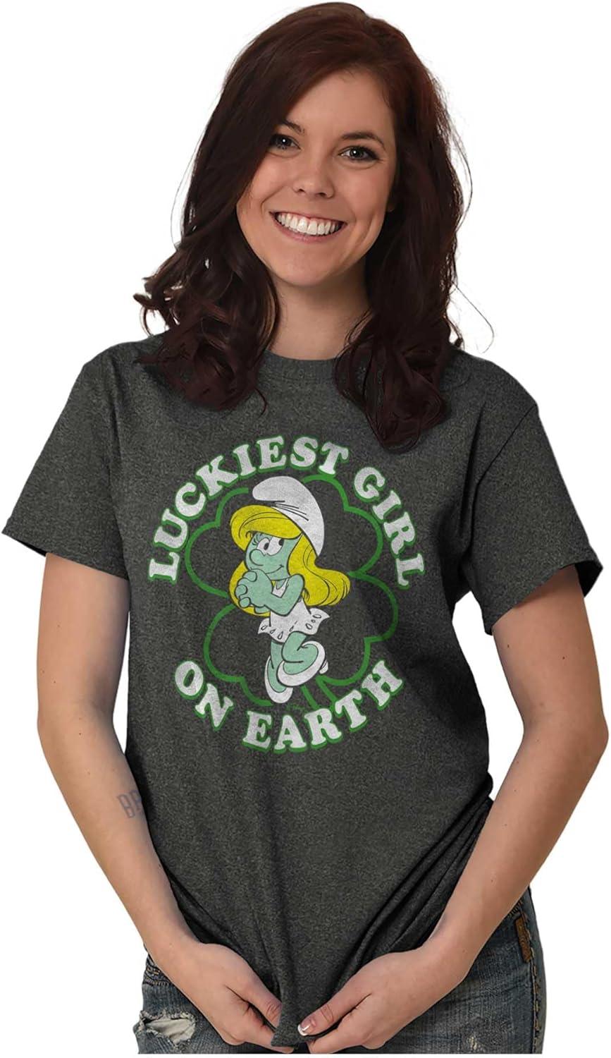 imageSmurfette St Paddys Luckiest Girl Womens Graphic T Shirt TeesDark Heather