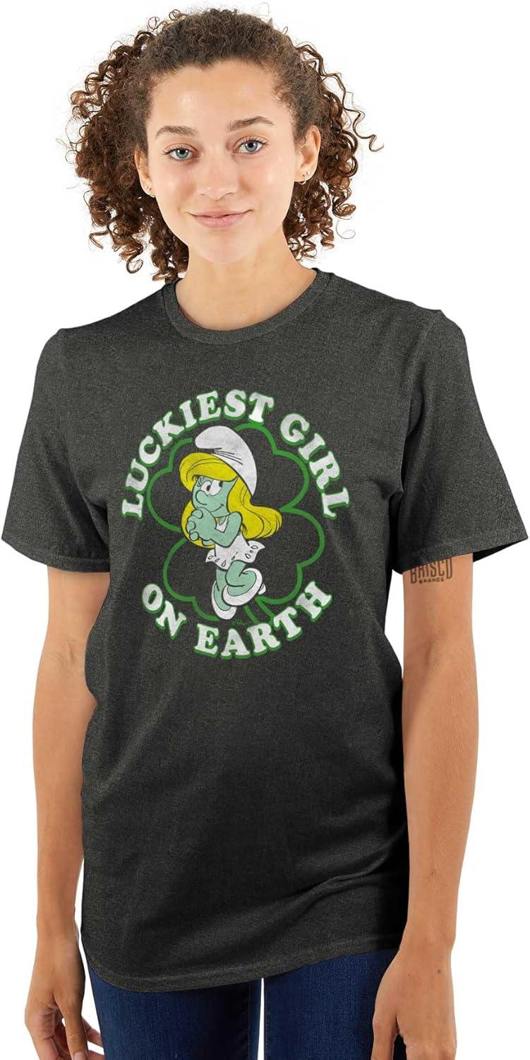 imageSmurfette St Paddys Luckiest Girl Womens Graphic T Shirt TeesDark Heather