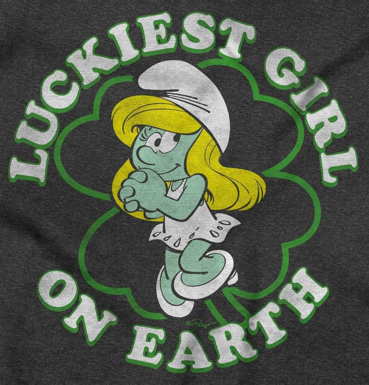 imageSmurfette St Paddys Luckiest Girl Womens Graphic T Shirt TeesDark Heather