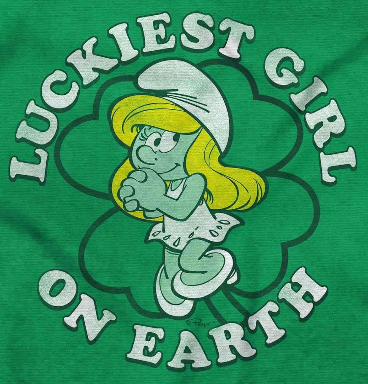 imageSmurfette St Paddys Luckiest Girl Womens Graphic T Shirt TeesIrish Green