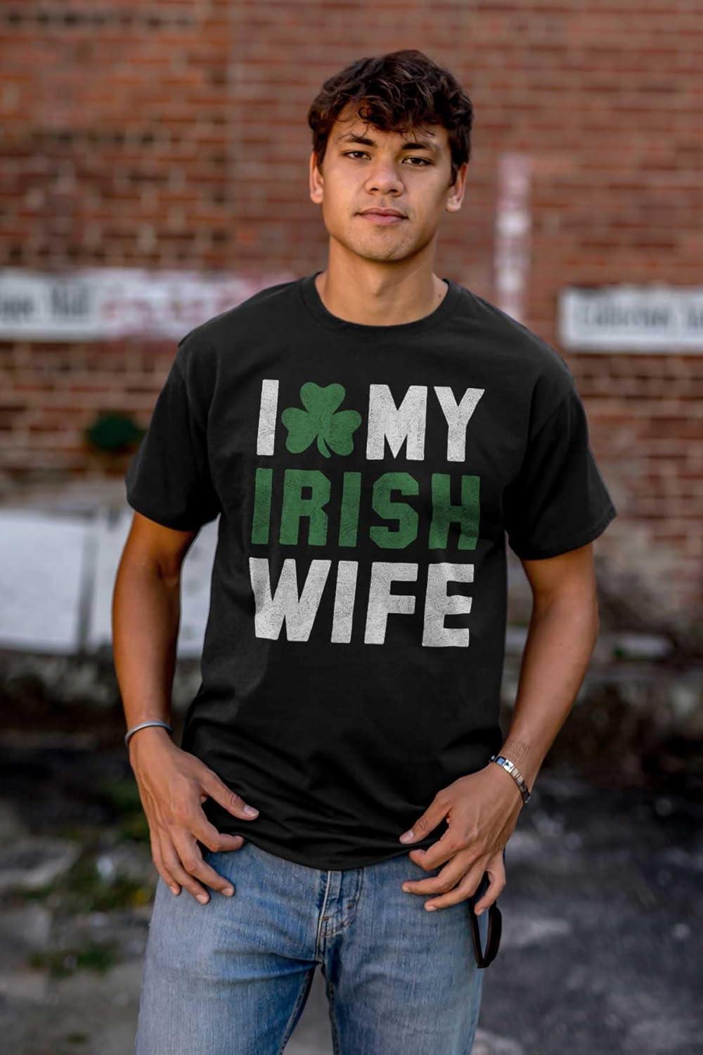 imageSt Patricks Day I Love My Irish Wife Mens Graphic T Shirt TeesBlack