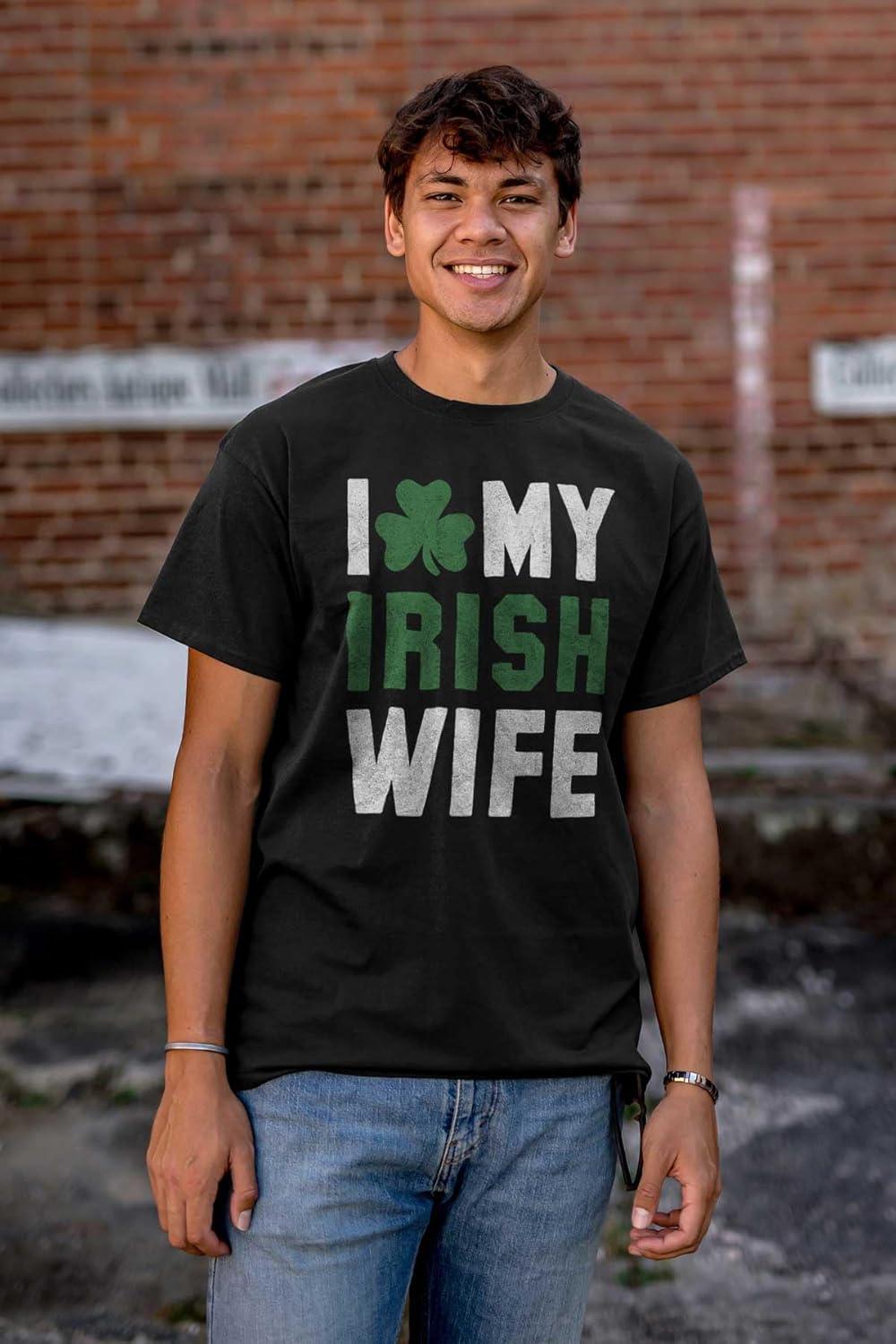 imageSt Patricks Day I Love My Irish Wife Mens Graphic T Shirt TeesBlack