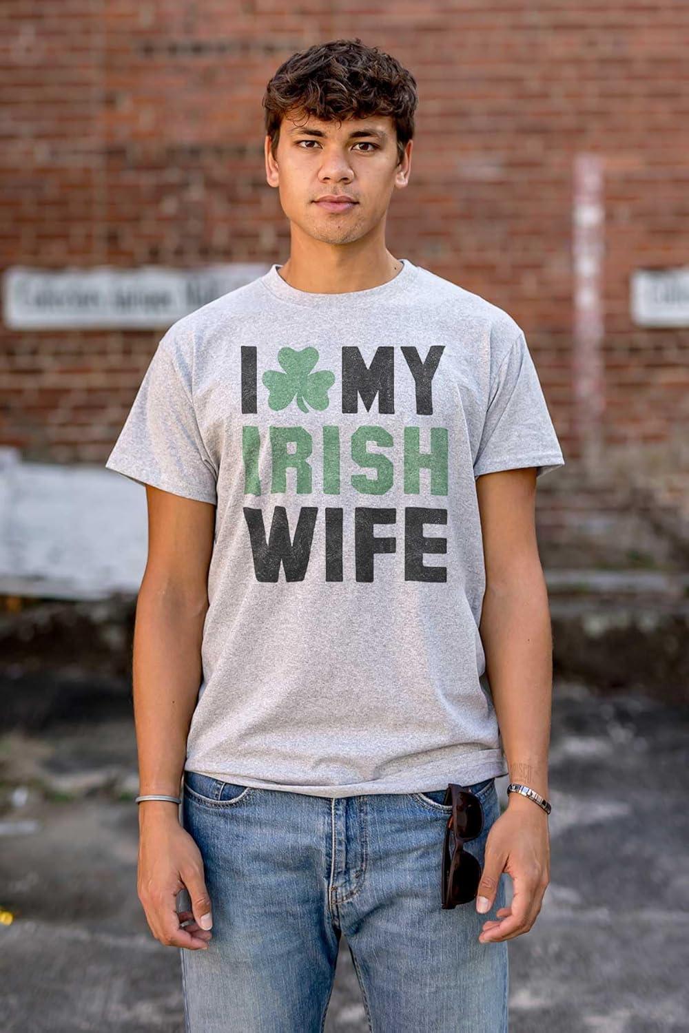 imageSt Patricks Day I Love My Irish Wife Mens Graphic T Shirt TeesSport Grey