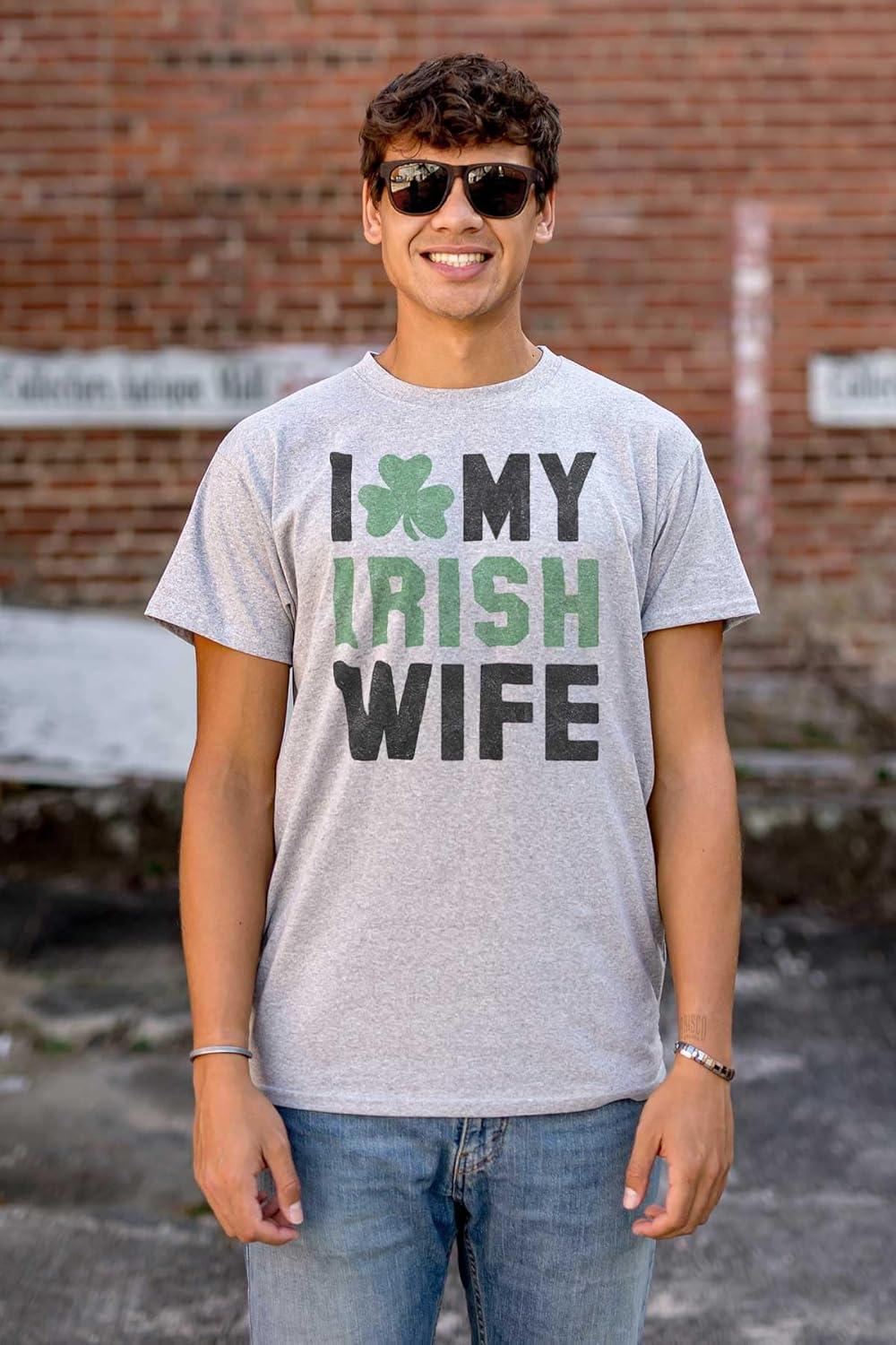 imageSt Patricks Day I Love My Irish Wife Mens Graphic T Shirt TeesSport Grey