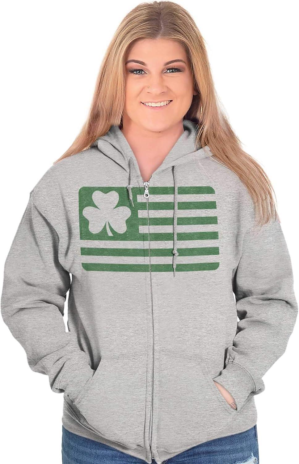 imageSt Patricks Day IrishAmerican Pride Zip Up Hoodie Mens WomensSport Grey