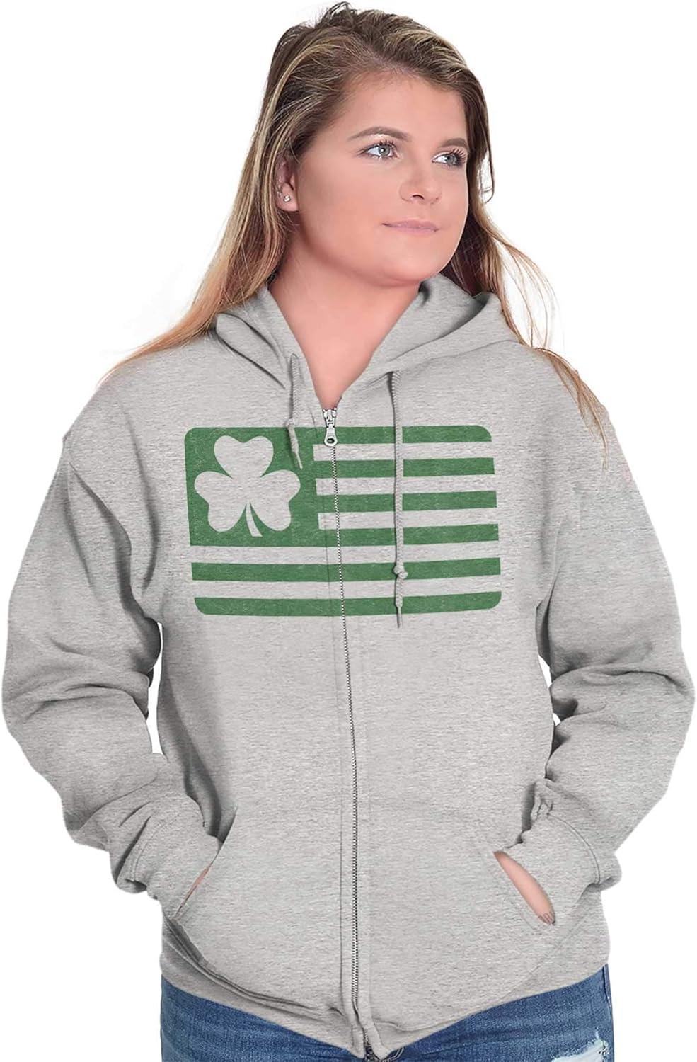 imageSt Patricks Day IrishAmerican Pride Zip Up Hoodie Mens WomensSport Grey
