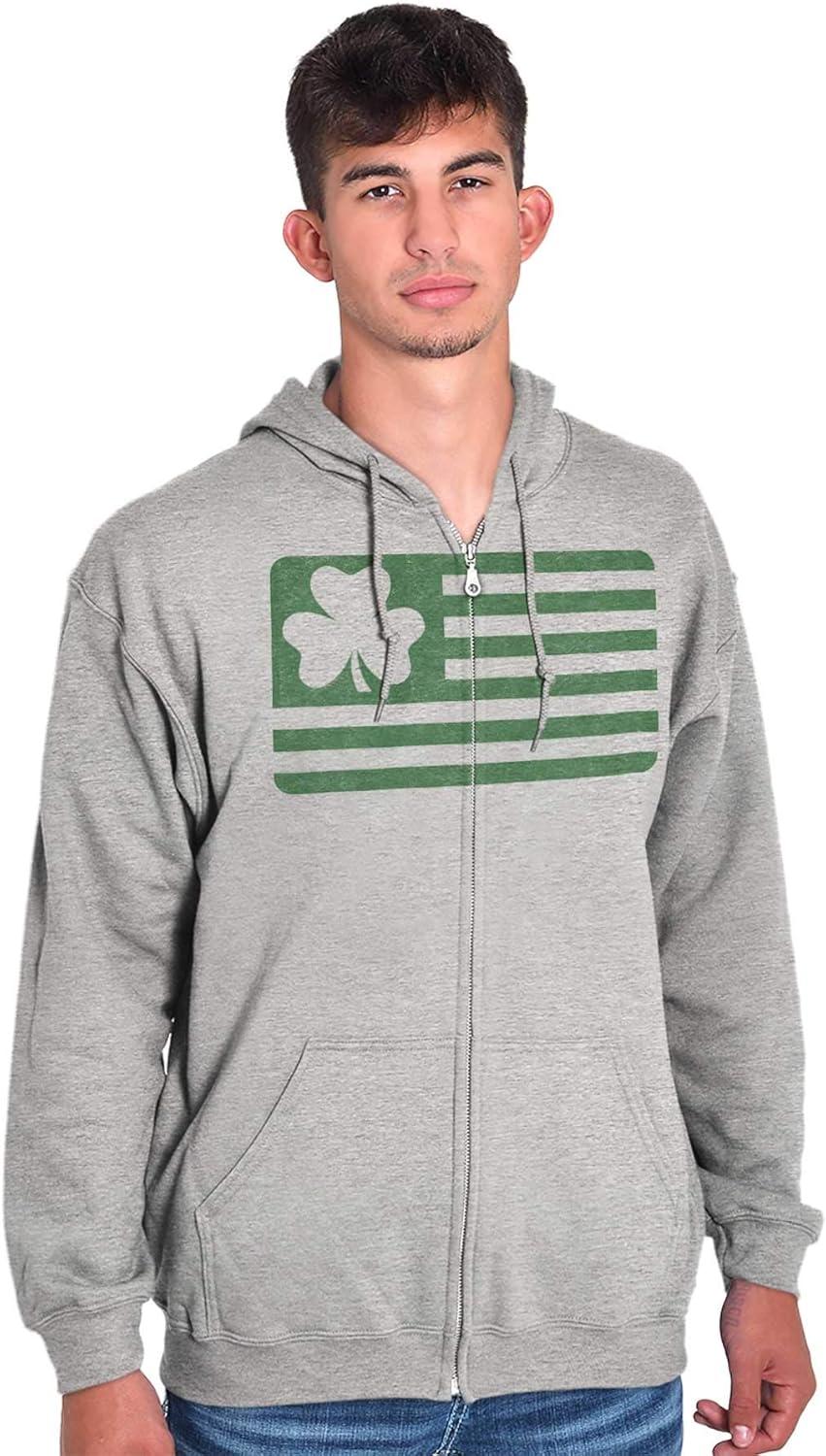 imageSt Patricks Day IrishAmerican Pride Zip Up Hoodie Mens WomensSport Grey