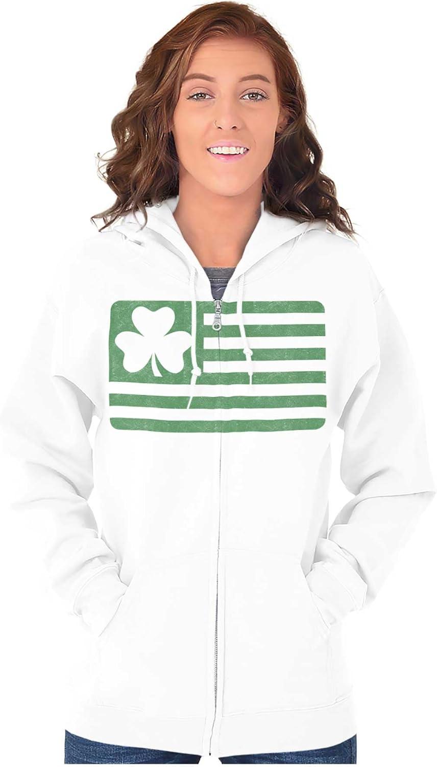 imageSt Patricks Day IrishAmerican Pride Zip Up Hoodie Mens WomensWhite