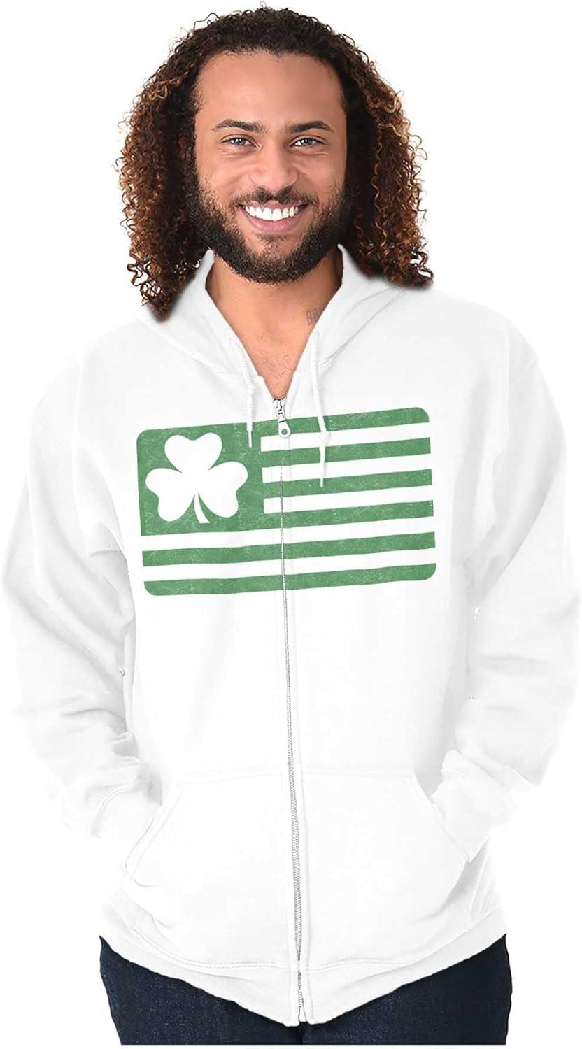 imageSt Patricks Day IrishAmerican Pride Zip Up Hoodie Mens WomensWhite