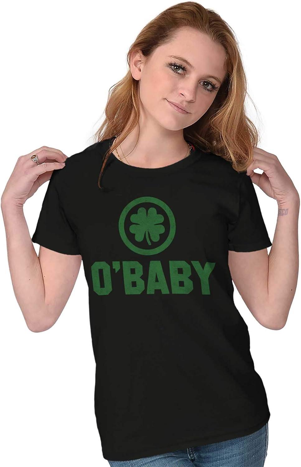 imageSt Patricks Day O Baby Shamrock Womens Slim Fit Graphic TeeBlack
