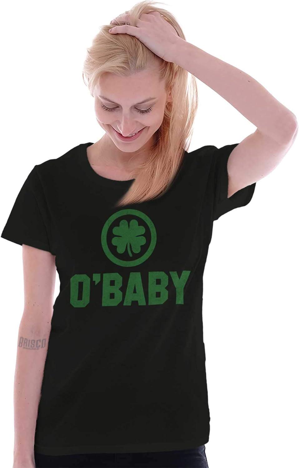 imageSt Patricks Day O Baby Shamrock Womens Slim Fit Graphic TeeBlack