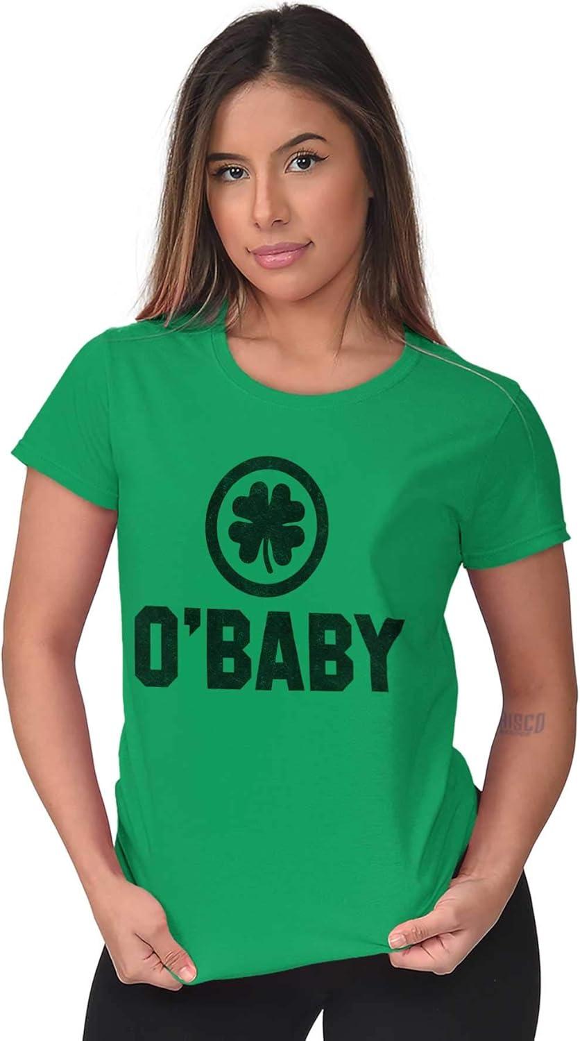 imageSt Patricks Day O Baby Shamrock Womens Slim Fit Graphic TeeIrish Green
