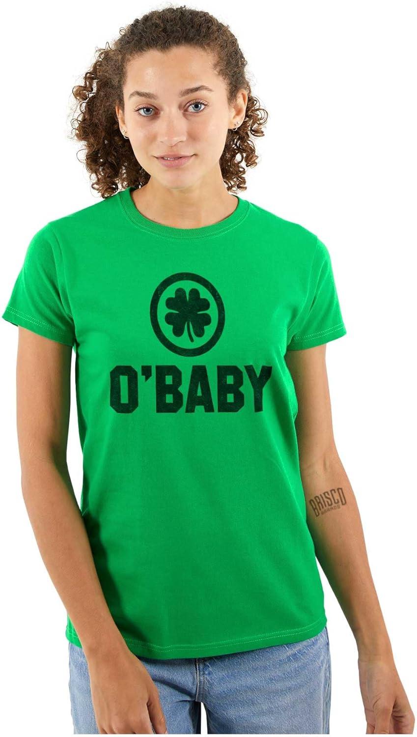 imageSt Patricks Day O Baby Shamrock Womens Slim Fit Graphic TeeIrish Green