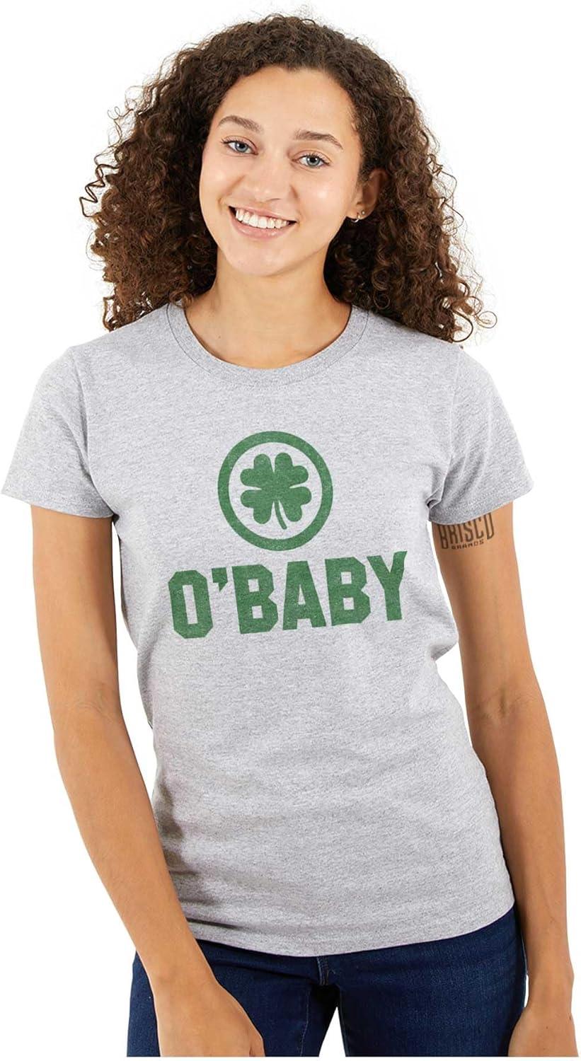 imageSt Patricks Day O Baby Shamrock Womens Slim Fit Graphic TeeSport Grey