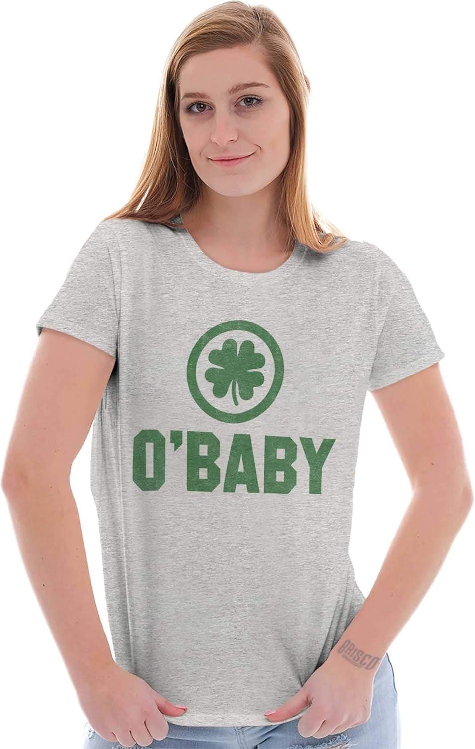 imageSt Patricks Day O Baby Shamrock Womens Slim Fit Graphic TeeSport Grey