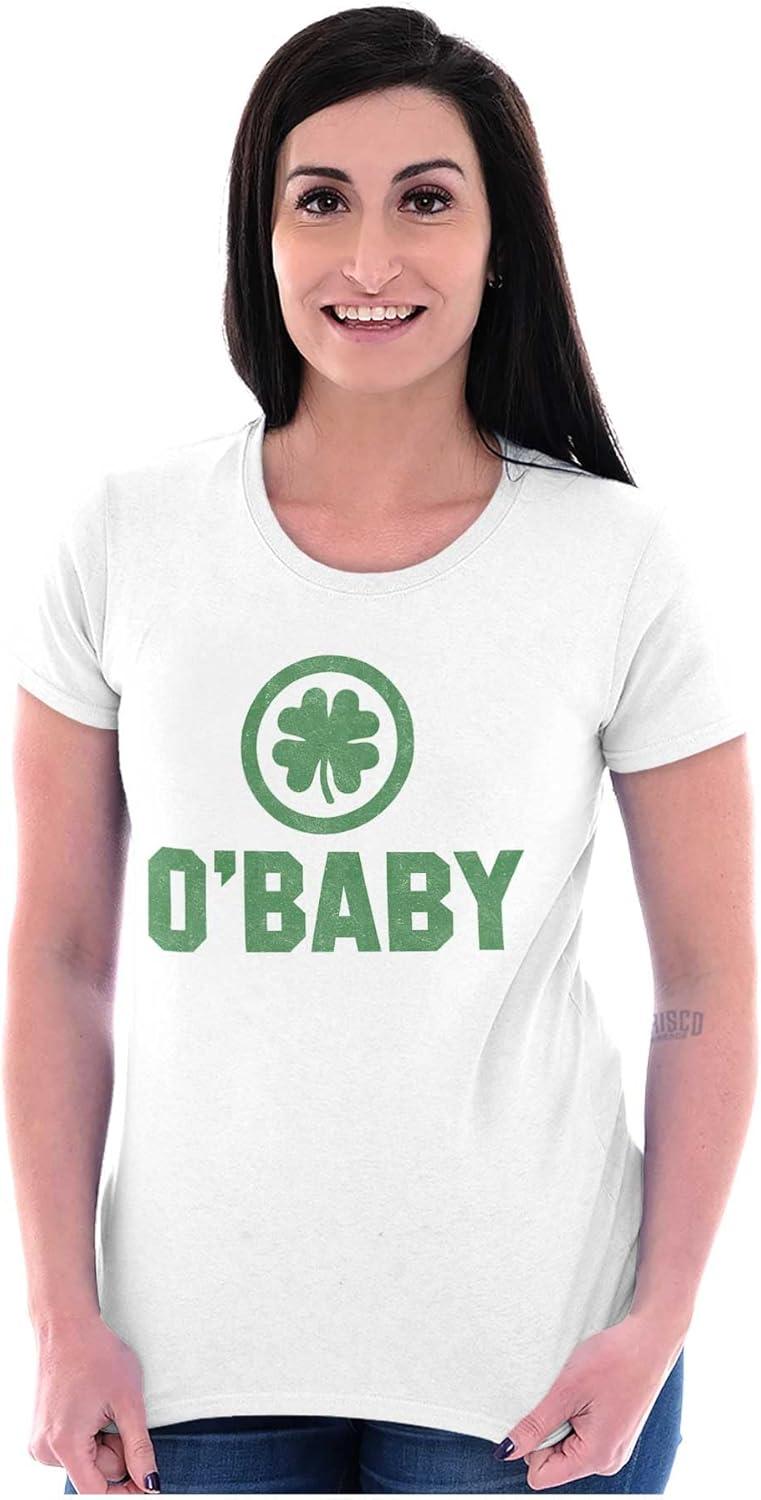 imageSt Patricks Day O Baby Shamrock Womens Slim Fit Graphic TeeWhite