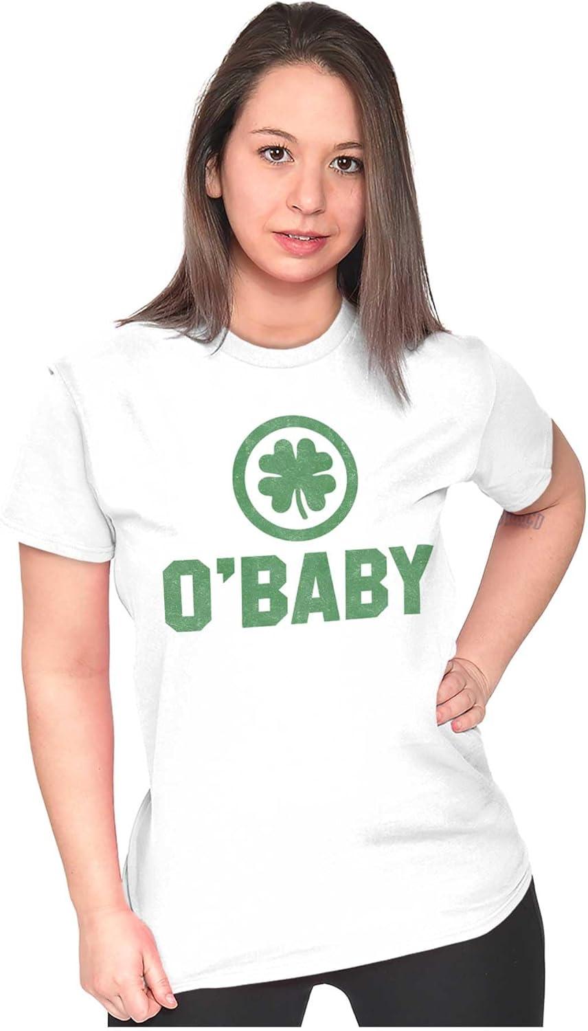 imageSt Patricks Day O Baby Shamrock Womens Slim Fit Graphic TeeWhite