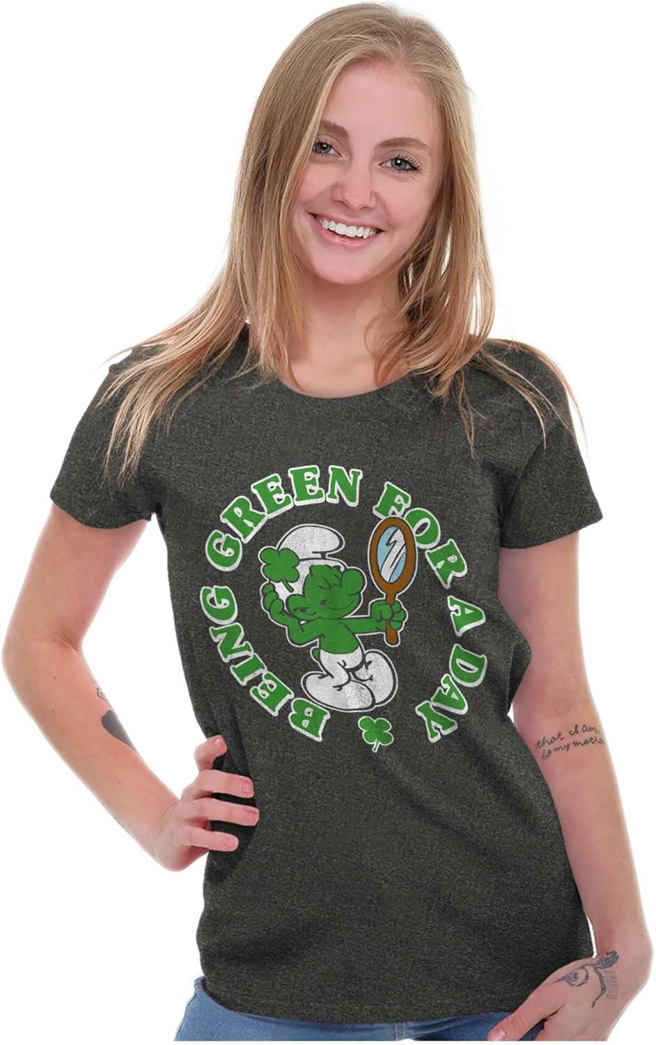 imageVanity Smurf Green for St Paddys Day Womens Slim Fit Graphic TeeDark Heather