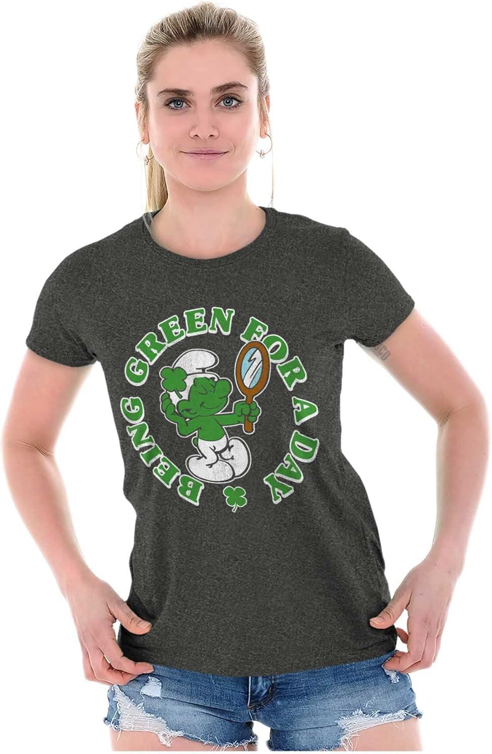 imageVanity Smurf Green for St Paddys Day Womens Slim Fit Graphic TeeDark Heather