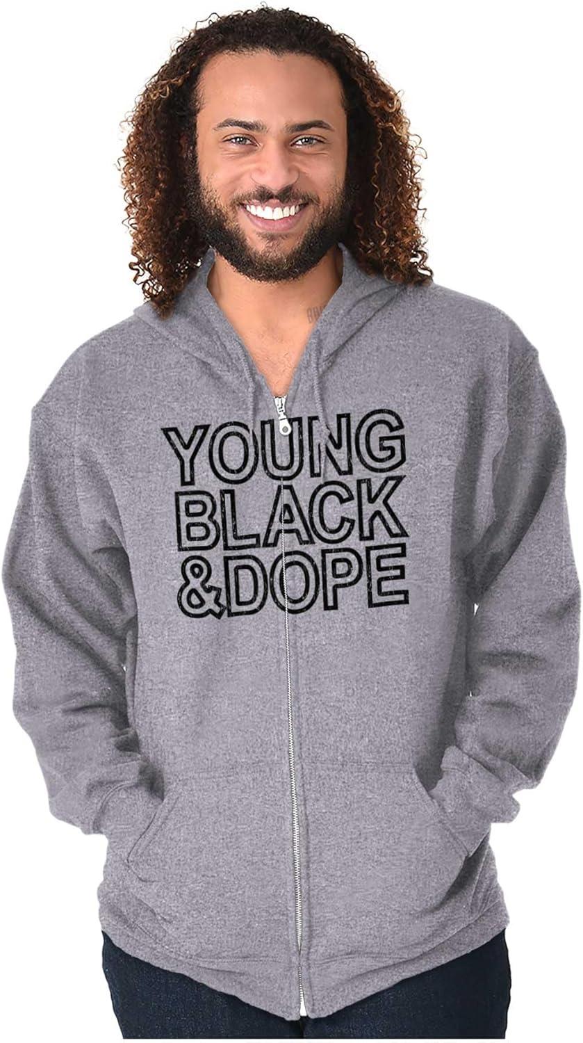 imageYoung Black Dope Melanin King Queen Zip Up Hoodie Mens WomensSport Grey