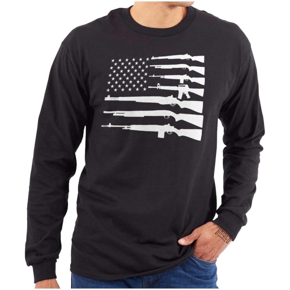 imageAmerican Flag Arms USA Pro 2A Rights Long Sleeve Tshirt Men WomenBlack